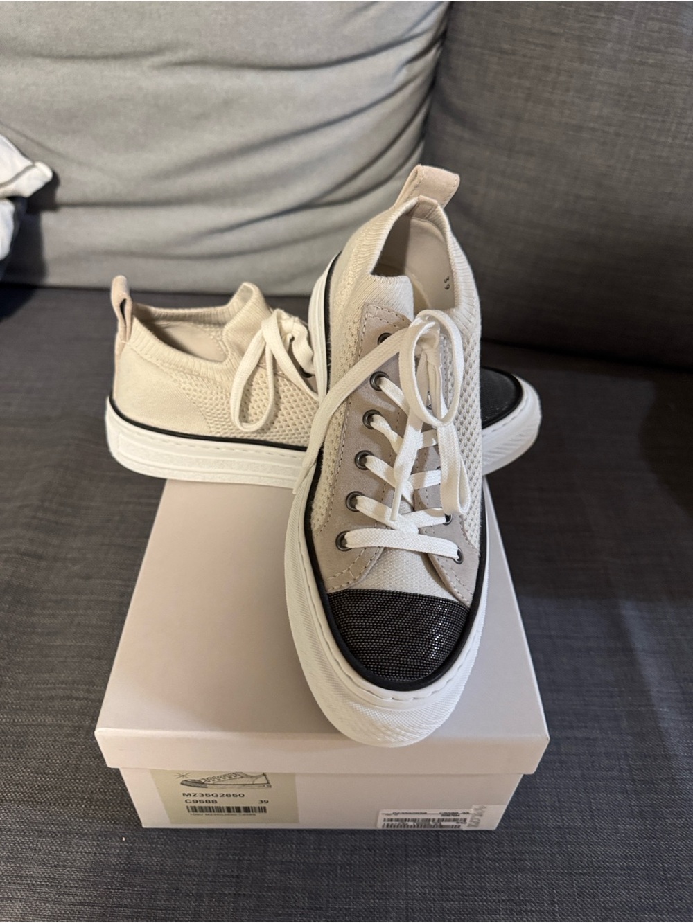Brunello Cucinelli sneakers with monillie and leather accents